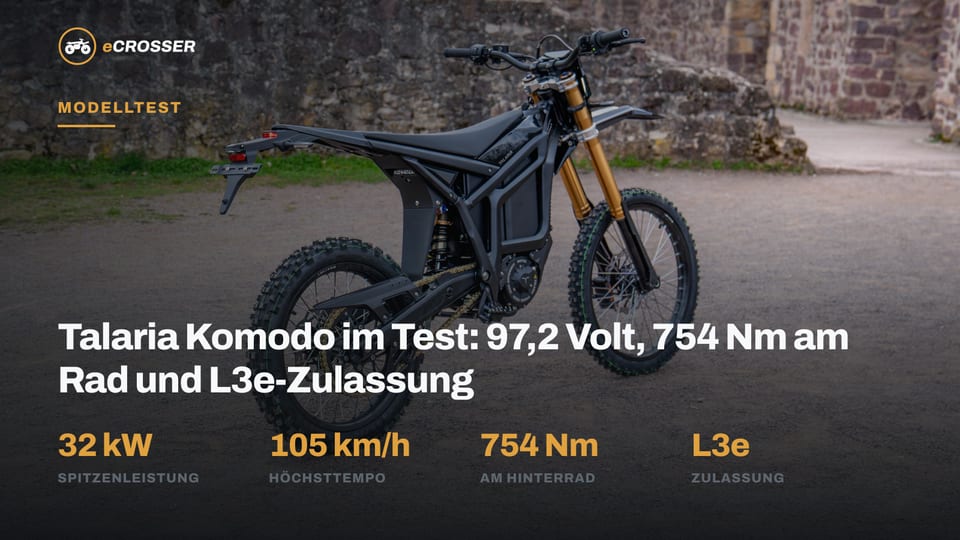 Talaria Komodo im Test: 97,2 Volt, 754 Nm am Rad und L3e-Zulassung