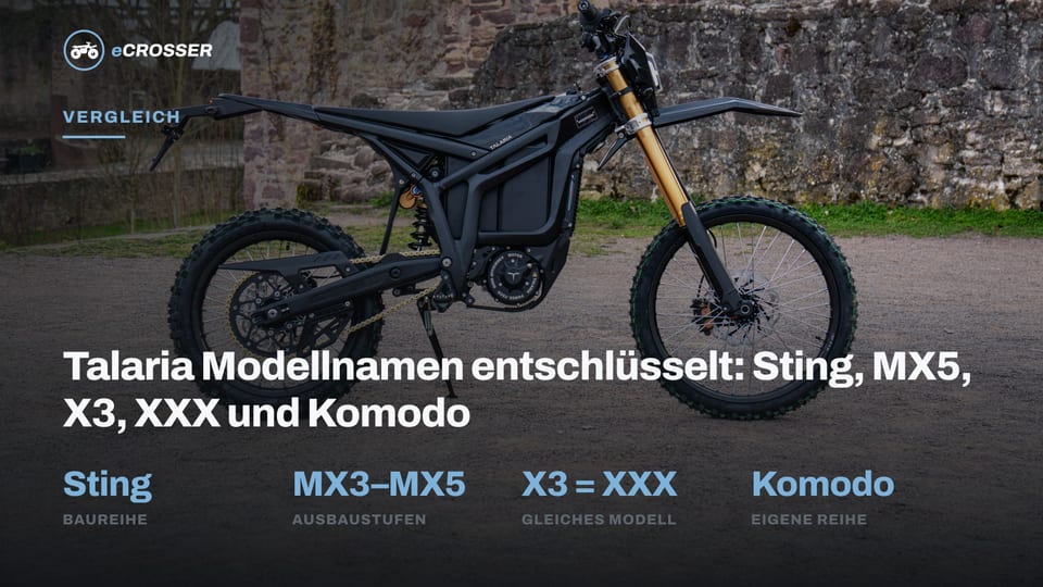 Talaria Modellnamen entschlüsselt: Sting, MX5, X3, XXX und Komodo