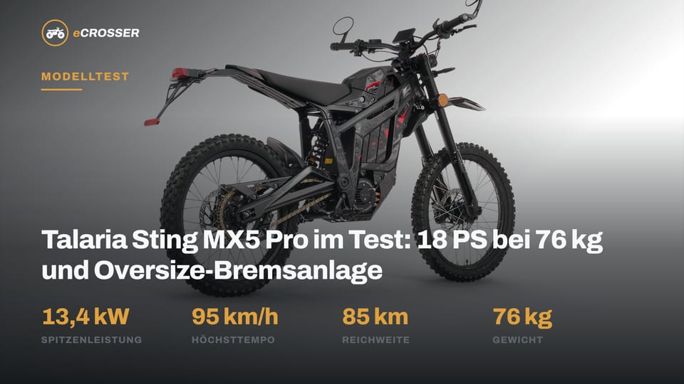 Talaria Sting MX5 Pro im Test: 18 PS bei 76 kg und Oversize-Bremsanlage